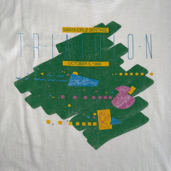 Vintage 1986 Santa Cruz Sentinel Tin Man Triathlon Long Sleeve Shirt Size Large - Picture 3 of 11
